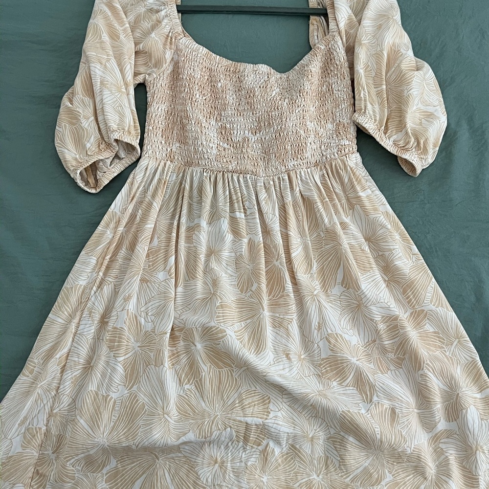 Roxy Cream Sundress with Sweetheart Neckline and Bishop Sleeves